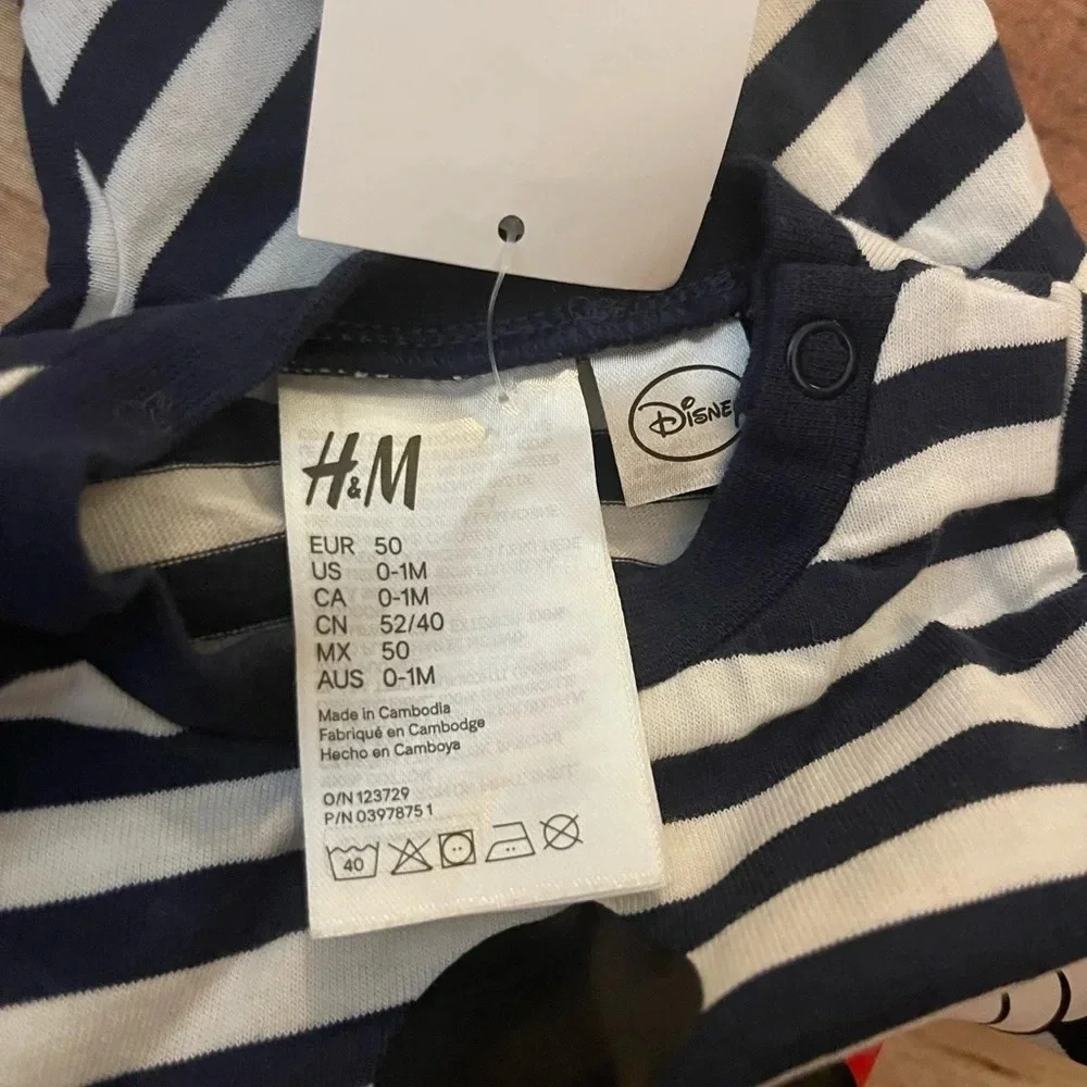 H&M x Disney Mickey Onesie, Navy, 0-1 month, NWT​